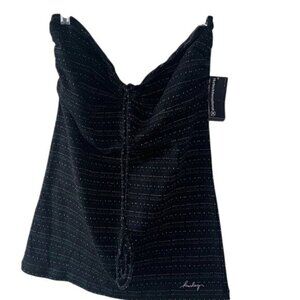 Hurley Black Spaghetti Strap Ruched Tank Top With Multicolor Stitching Womens Si